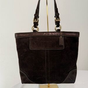 Coach Dark Brown Suede Tote